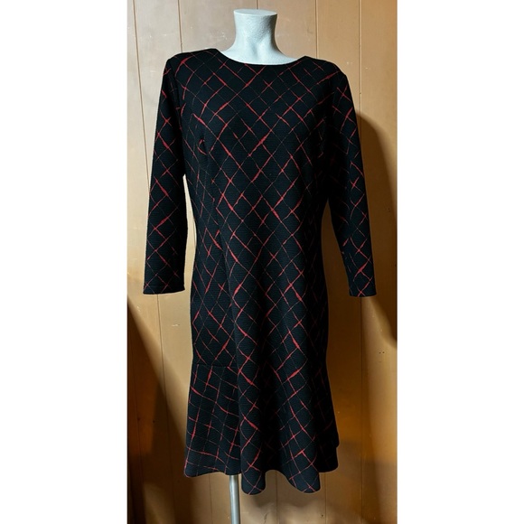 Tommy Hilfiger Knit Dress Diagonal Windowpane Black Red 16 - Picture 10 of 10
